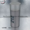 silvery cylinder-shaped perfume  glass  bottle