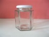 six arrises glass canning jar