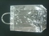 soft clear PVC side gusset packaging bag, white button, clear handle