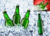 transparent colorful glass beer bottles