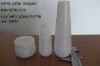 white cylinder shaped with round button Cosmetic Glass Bottles