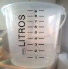 white transprent plastic bucket with scale